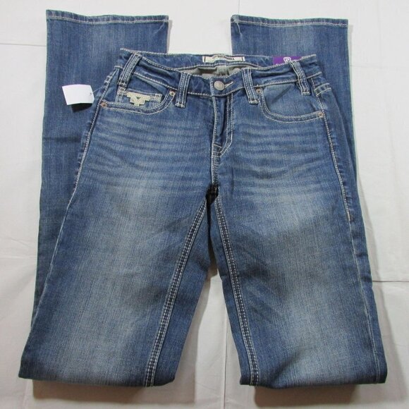 Rock & Roll Cowgirl Metallic Aztec Mid Rise Bootcut Jeans - Medium Vintage - Picture 5 of 6